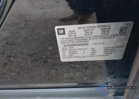 2017 Cadillac Xt5 Standard из США, поврежденный, VIN 1GYKNARS7HZ263625